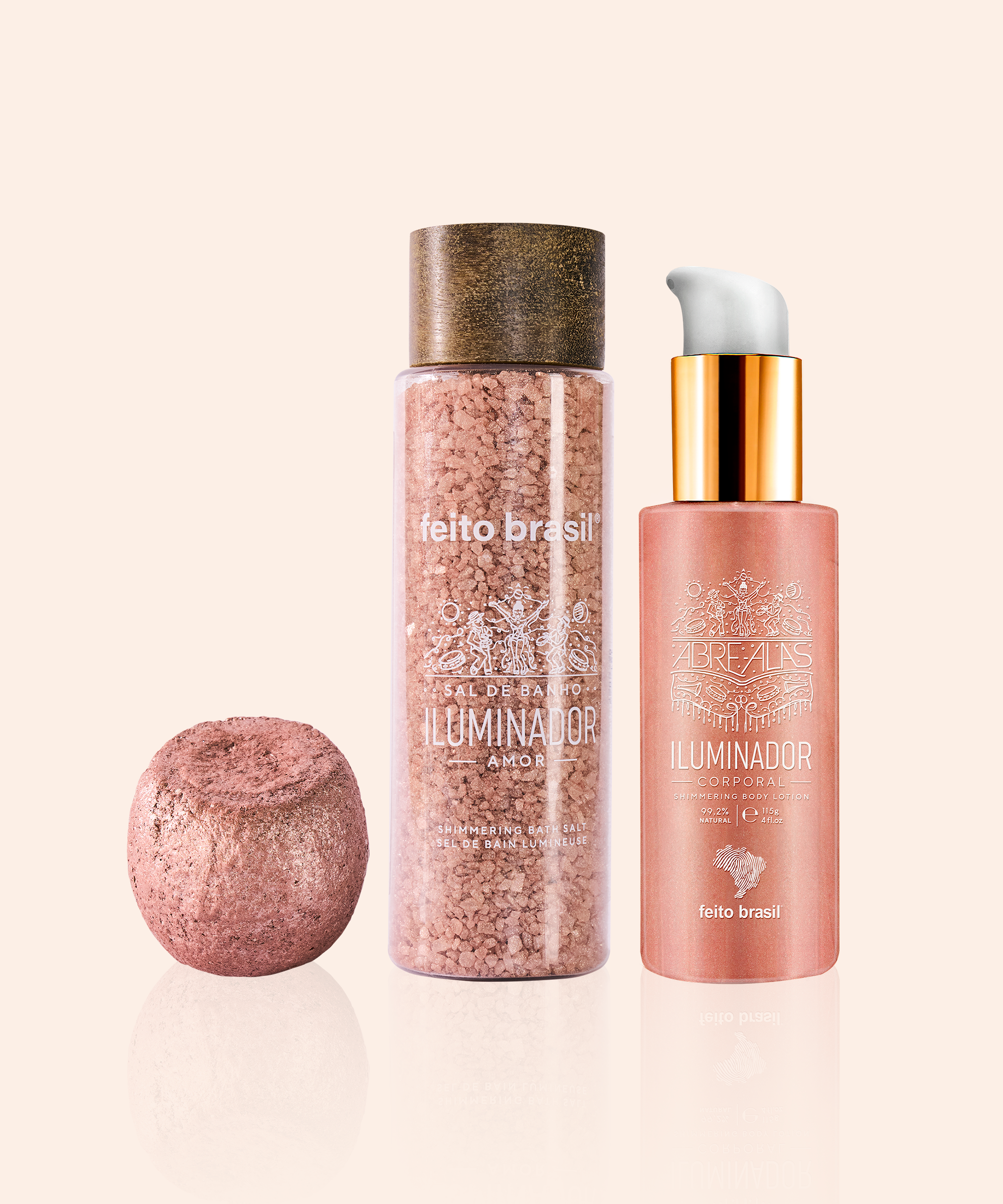 Trio Brilho Rosa Quartzo Abre-Alas