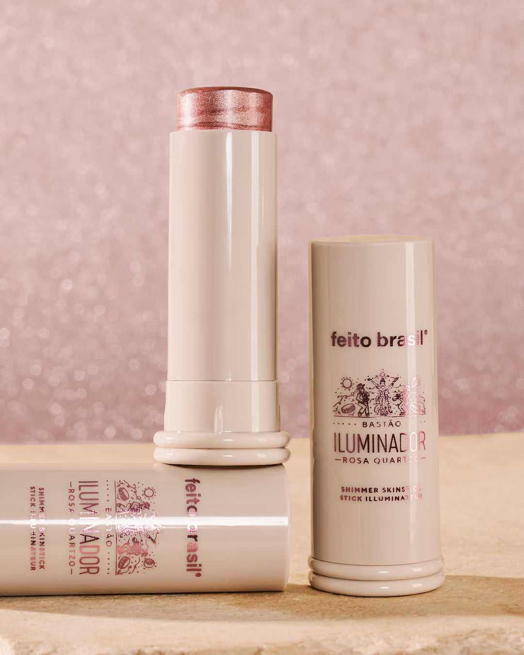 Bastão Iluminador Facial e Corporal - Rosa Quartzo