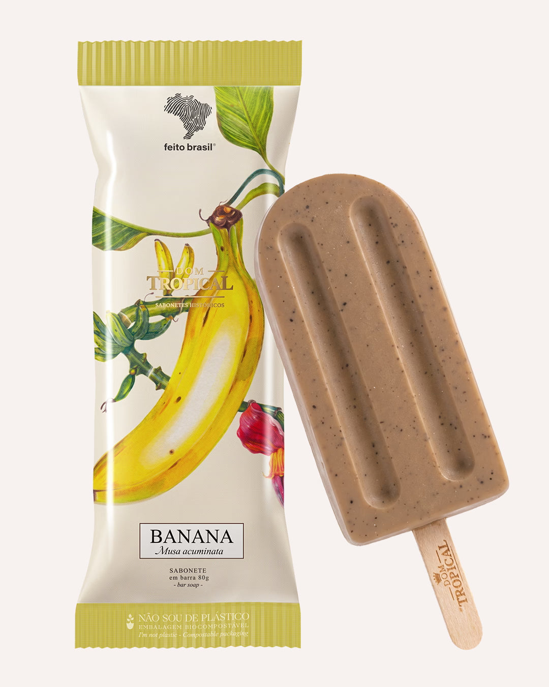 Sabonete em barra de luxo na fragrância de banana da marca feito brasil.