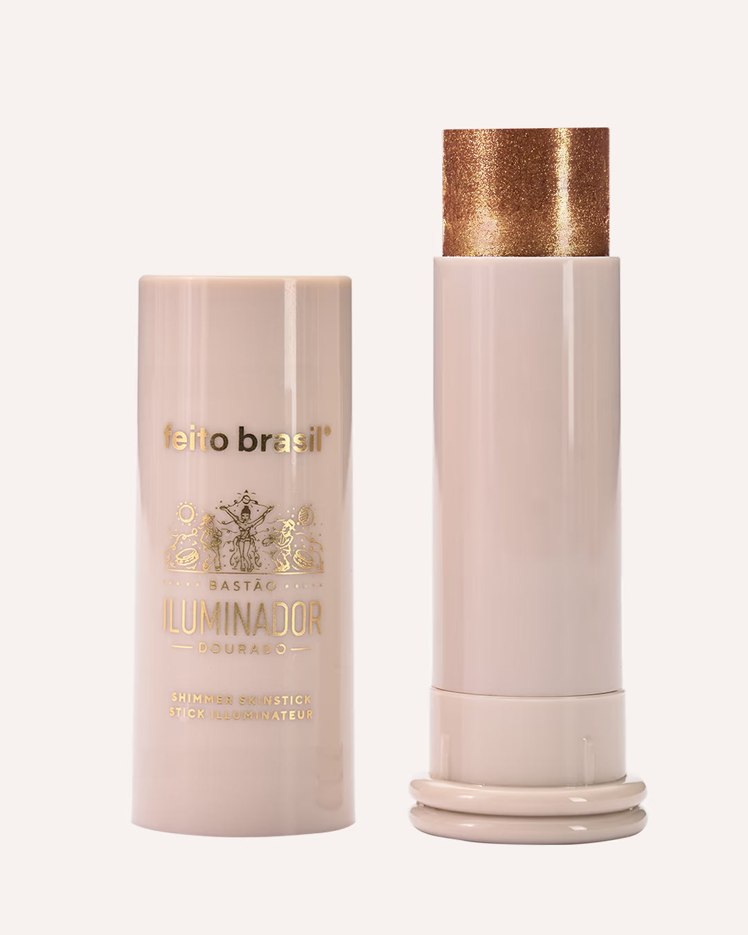 Iluminador facial e corporal vegano em bastão na cor dourada para um brilho radiante e natural - feito brasil Abre Alas