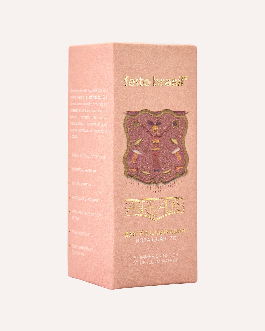 Iluminador em bastão rosa quartzo para efeito de brilho natural e elegante - ideal para festas, casamentos e ocasiões especiais