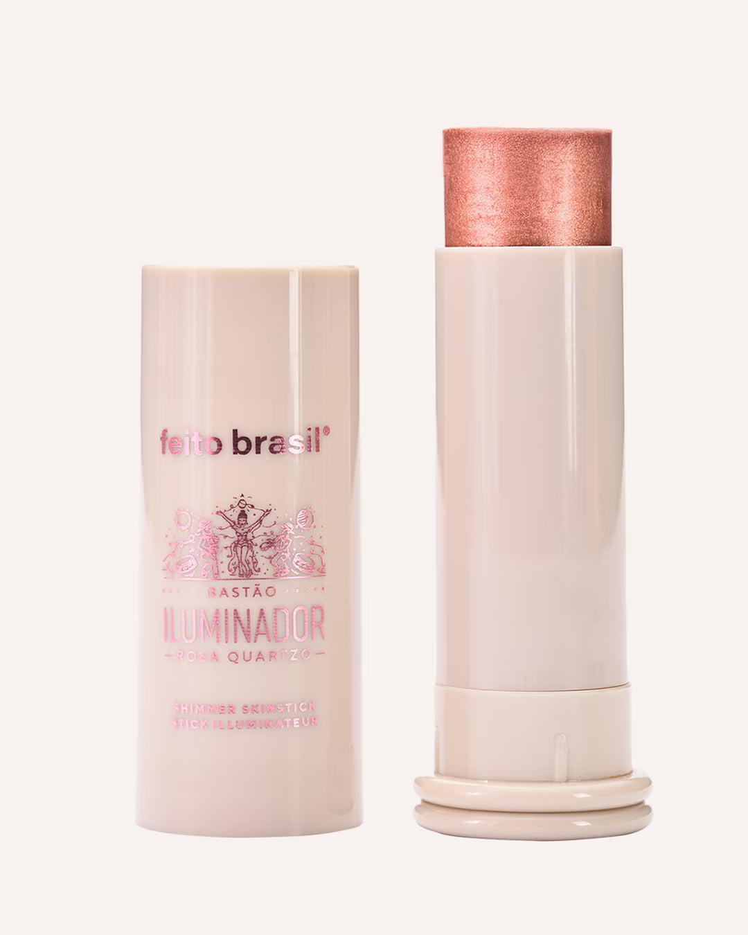 Iluminador em bastão rosado com brilho rosa quartzo para maçã do rosto com brilho natural e elegante - ideal para noivas, casamentos, festas e ocasiões especiais