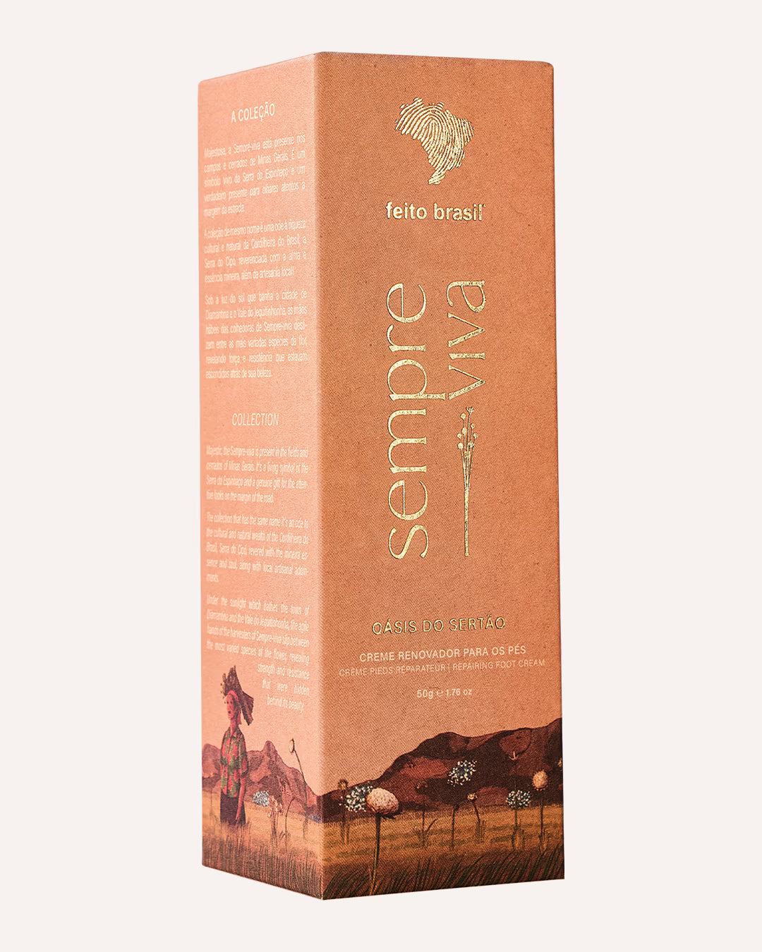 Embalagem de Luxo da feito brasil para o Creme Pés Sempre-Viva.
