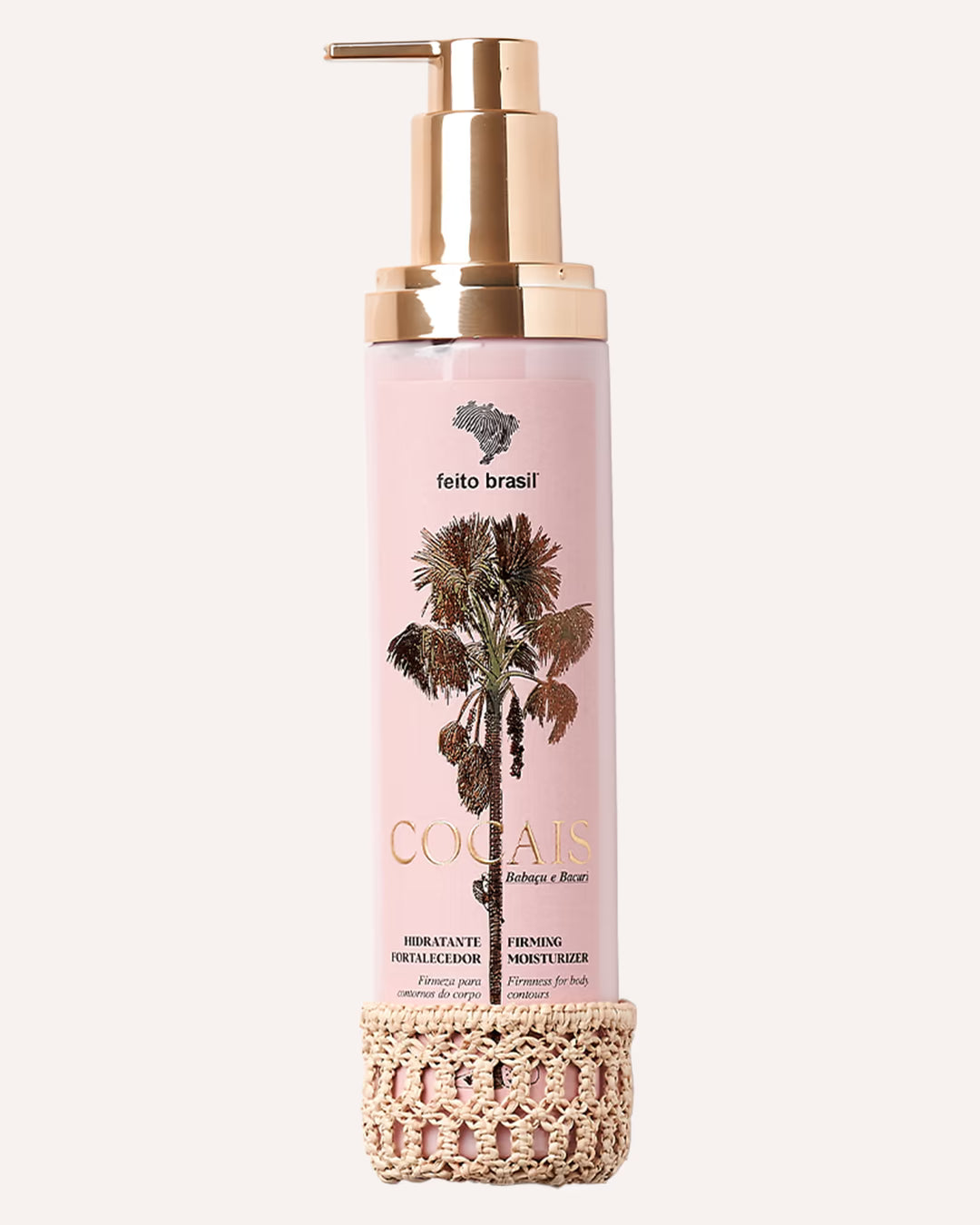 Hidratante Fortalecedor e Firmador Cocais feito brasil com acessório de palha de Buriti.