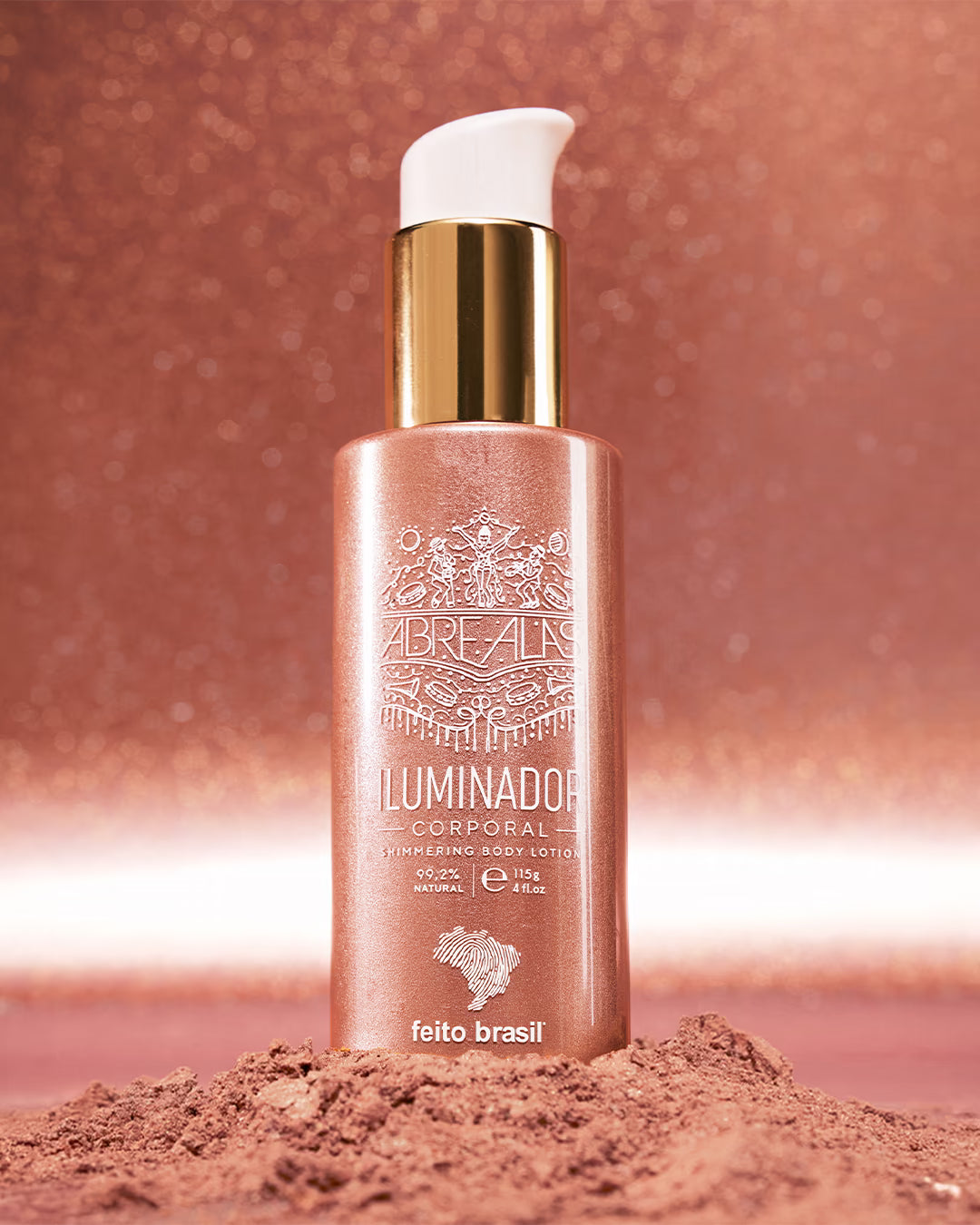 Iluminador corporal na cor rosa quartzo champagne brilho elegante e natural