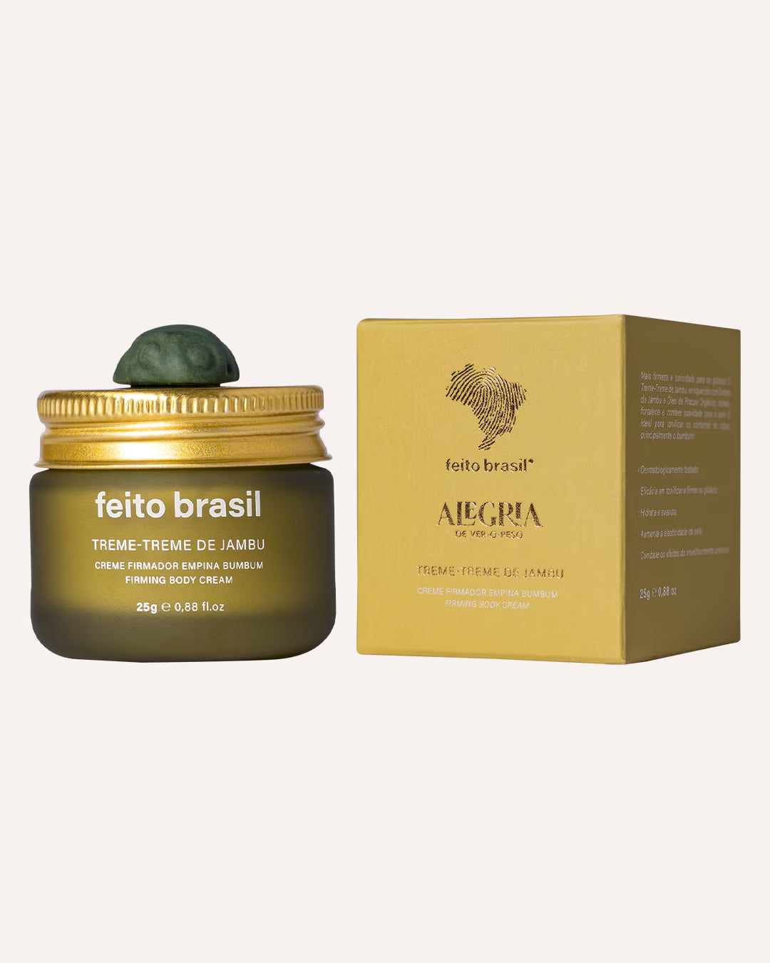 Mini Creme Firmador Empina Bumbum Jambu 30g tamanho viagem feito brasil ideal para amenities de luxo visto de frente com cartucho