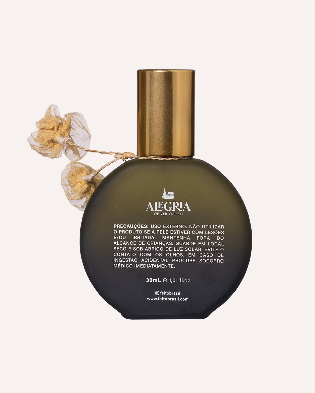 Verso do Frasco de 30ml do Perfume de Nicho Flor de Jambu com detalhe artesanal