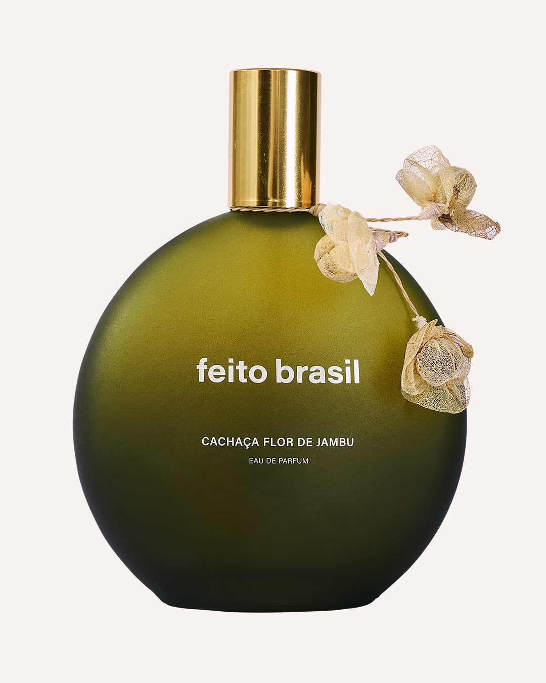 Frasco do Perfume de Nicho Flor de Jambu feito brasil com detalhe artesanal sobre fundo branco