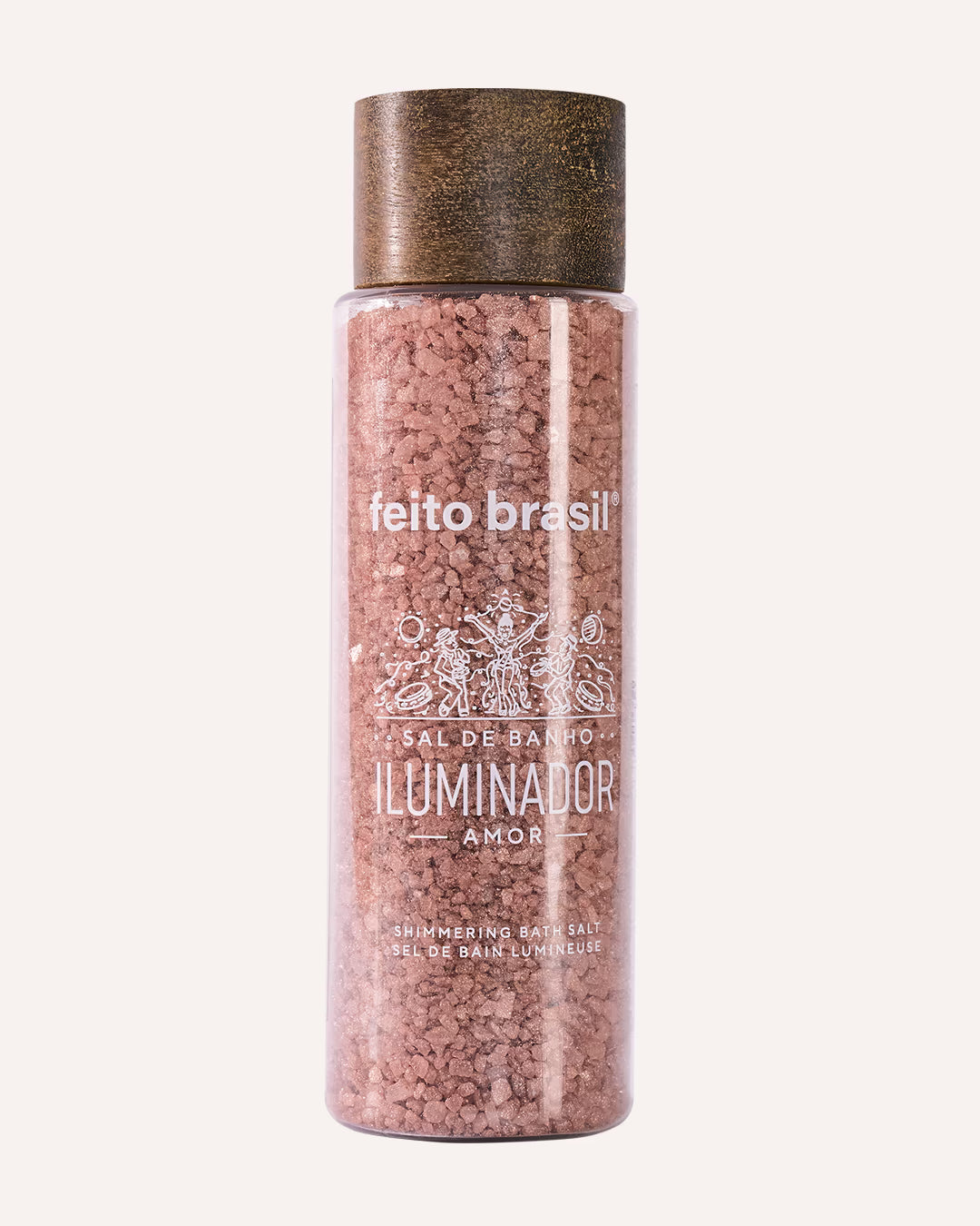 Sal de Banho Esfoliante Rosa de Luxo com partículas de brilho feito brasil para banho de banheira ou escalda-pés